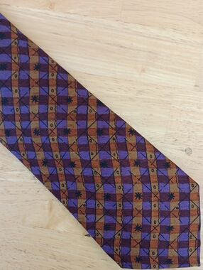 Robert Talbott Purple and Brown Patterned Silk *PRINT* Tie